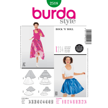 rock 'n' roll met petticoat (maat 34-50) Burda 2518
