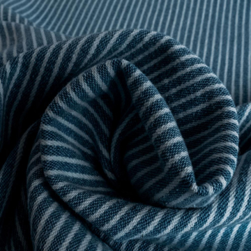 donkerblauw gestreept stretch denim stof