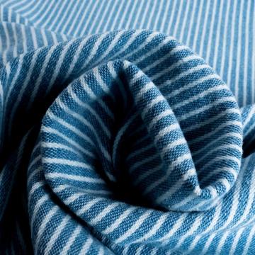 blauw gestreept stretch denim stof