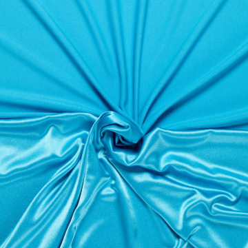 turquoise stretch crepe reversible satijn Italiaans import