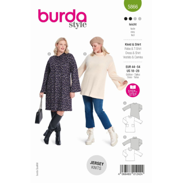 jurk en shirt (maat 44-54) Burda 5866