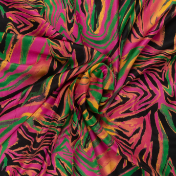 cerise grasgroen oker zijde viscose fantasie dessin italiaans import
