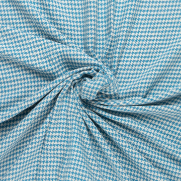 turquoise ivoor pied de poule couture bouclé stof