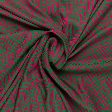 Italiaans stretch jacquard stof fuchsia groen