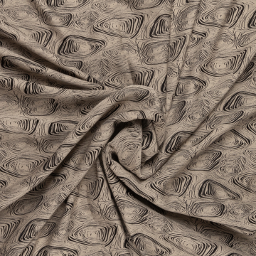 Zwart creme abstract cirkels jacquard stof Italiaans import