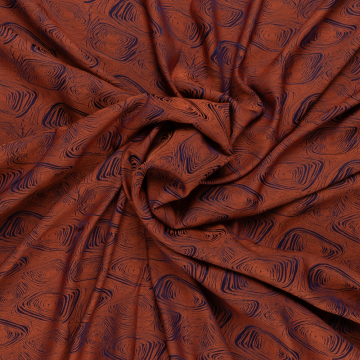 Brique inktblauw abstract cirkels jacquard stof Italiaans import