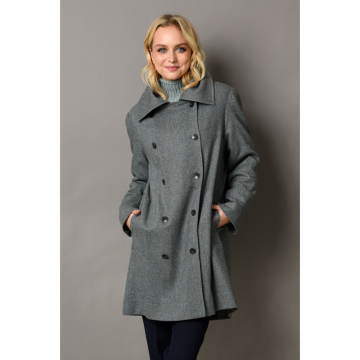 stretch wol mix petrol blauw visgraat tweed stof Italiaans import
