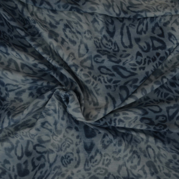 donkerblauw viscose stof met animal dessin