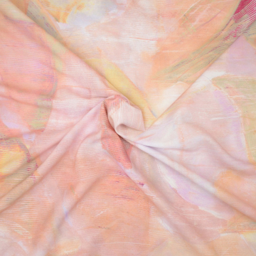 roze viscose stof met fantasie dessin