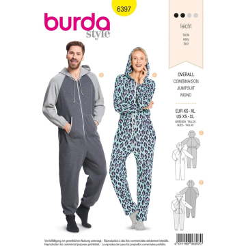 onesie voor hem of haar (maat XS-XL) Burda 6397