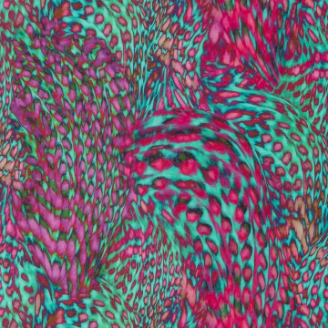 fuchsia en mint fantasie bedrukt cool viscose stof Italiaans import
