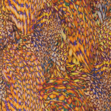 oranje en paars fantasie bedrukt cool viscose stof Italiaans import