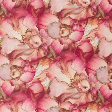 donkerroze cool viscose stof Italiaans import met bloemen bedrukt