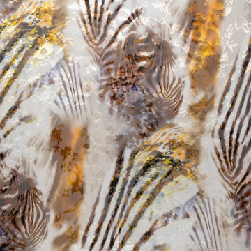 offwhite zijde viscose devore stof met animal print Italiaans import