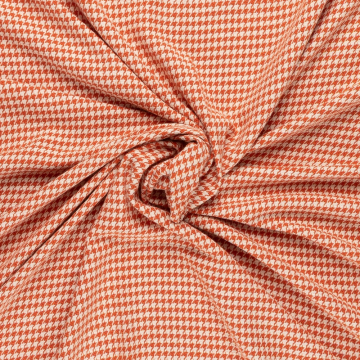 oranje ivoor pied de poule couture bouclé stof