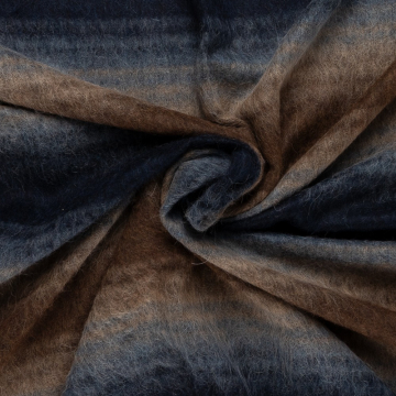 wol alpaca stof Italiaans import in blauw en tabak