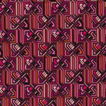fuchsia satijnkatoen stof met strech Italiaans import abstract bedrukt