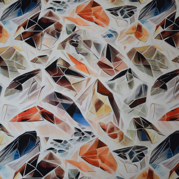stretch viscose TRICOT stof abstract bedrukt Italiaans import