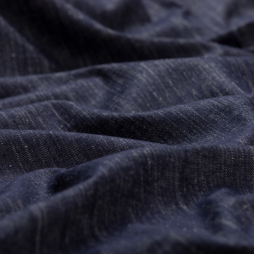 donkerblauw met wit accent linnen lyocell katoen mix denim stof