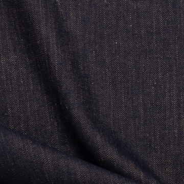 donkerblauw met koper accent linnen lyocell katoen mix denim stof