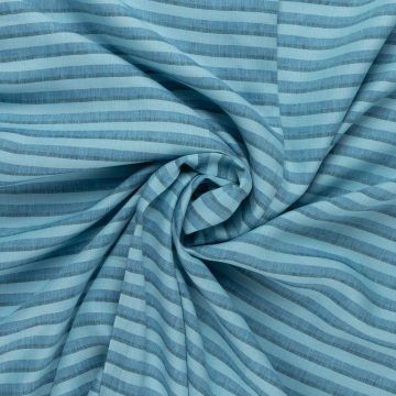turquoise linnen stof met konings blauwe streep Italiaans import