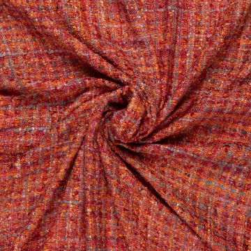 oranje rood fuchsia couture bouclé stof Italiaans import