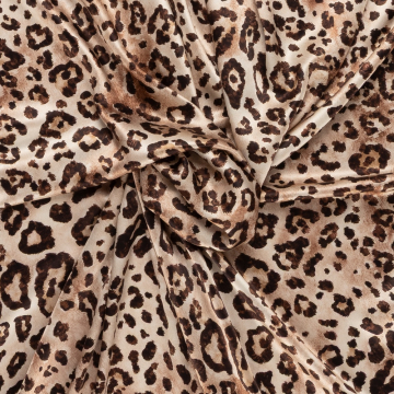zand zijde satijn met bruine panter print Italiaans import