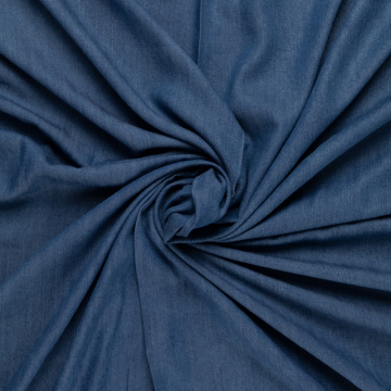 midden blauw lyocell jeans stof Italiaans import