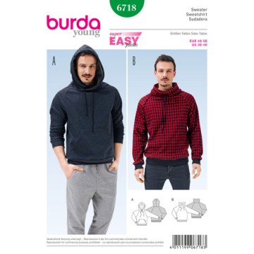 hoodie (maat 46-56) Burda 6718