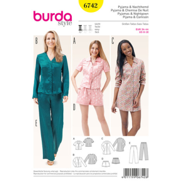 nachthemd en pyjama (maat 34-44) Burda 6742