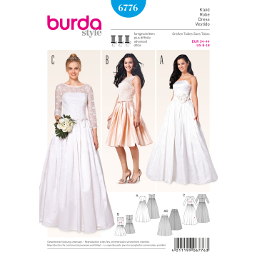 trouwjurk (maat 34-44) Burda 6776