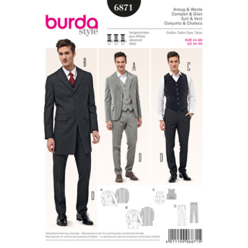 kostuum 3-delig (maat 44-60) Burda 6871