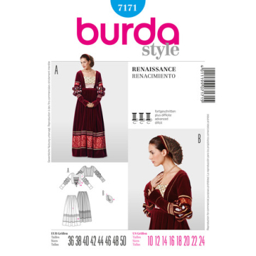 renaissance jurk (maat 36-50) Burda 7171