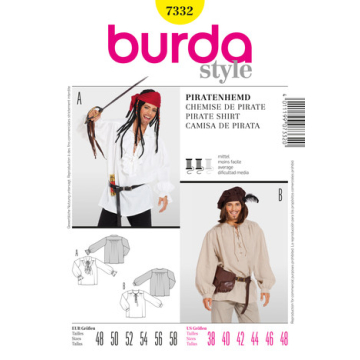 piraat 'Captain Jack Sparrow' (maat 48-58) Burda 7332
