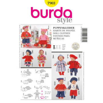 poppenkleertjes (maat 40-45 cm) Burda 7903