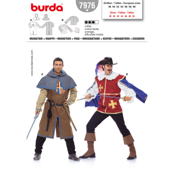musketier en schildknaap (maat 48-60) Burda 7976
