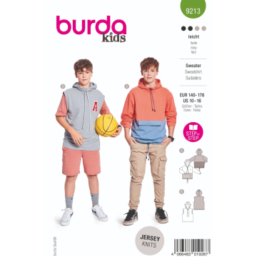 hoodie (maat 140-176) Burda 9213