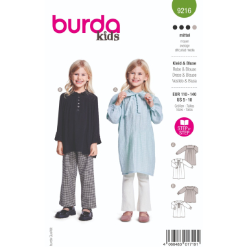 jurk en blouse (maat 110-140) Burda 9216