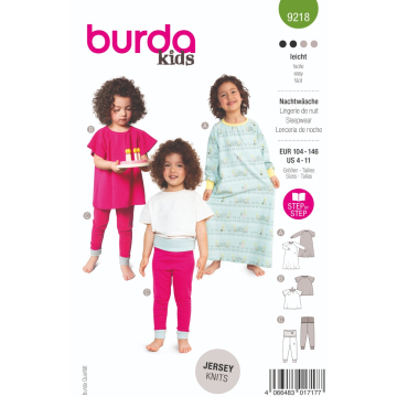 slaapkleding (maat 104-146) Burda 9218