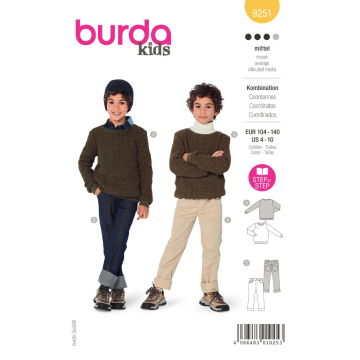 sweater en broek (maat 104-140) Burda 9251