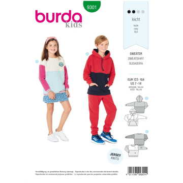 sweater (maat 122-164) Burda 9301