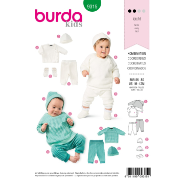 babypakje (maat 56-80) Burda 9315