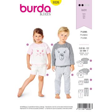 pyjama (maat 98-122) Burda 9326