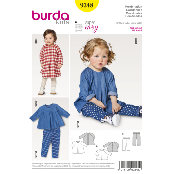 jurkje, shirtje en broekje (maat 68-98) Burda 9348