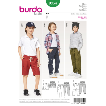 broek en korte broek (maat 116-158) Burda 9354
