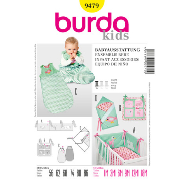 slaapzak en babykameraccessoires (maat 56-86) Burda 9479