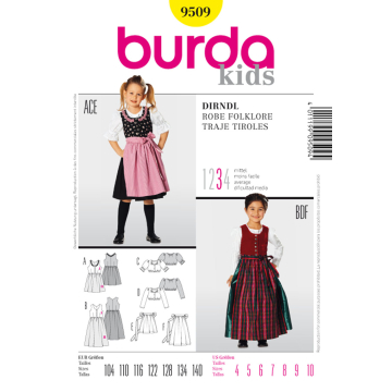 dirndl (maat 104-140) Burda 9509