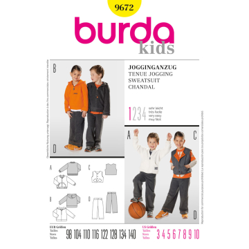 joggingpak met trainingsbroek en sweater (maat 98-140) Burda 9672