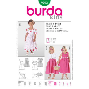 jurkje met schort en bolero (maat 86-110) Burda 9702