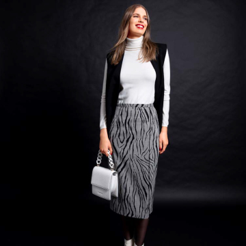 zwart off white jacquard met stretch italiaans import